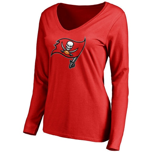 NFL Women's Tampa Bay Buccaneers Pro Line Red Primary Team Logo Slim Fit Long Sleeve T-Shirt